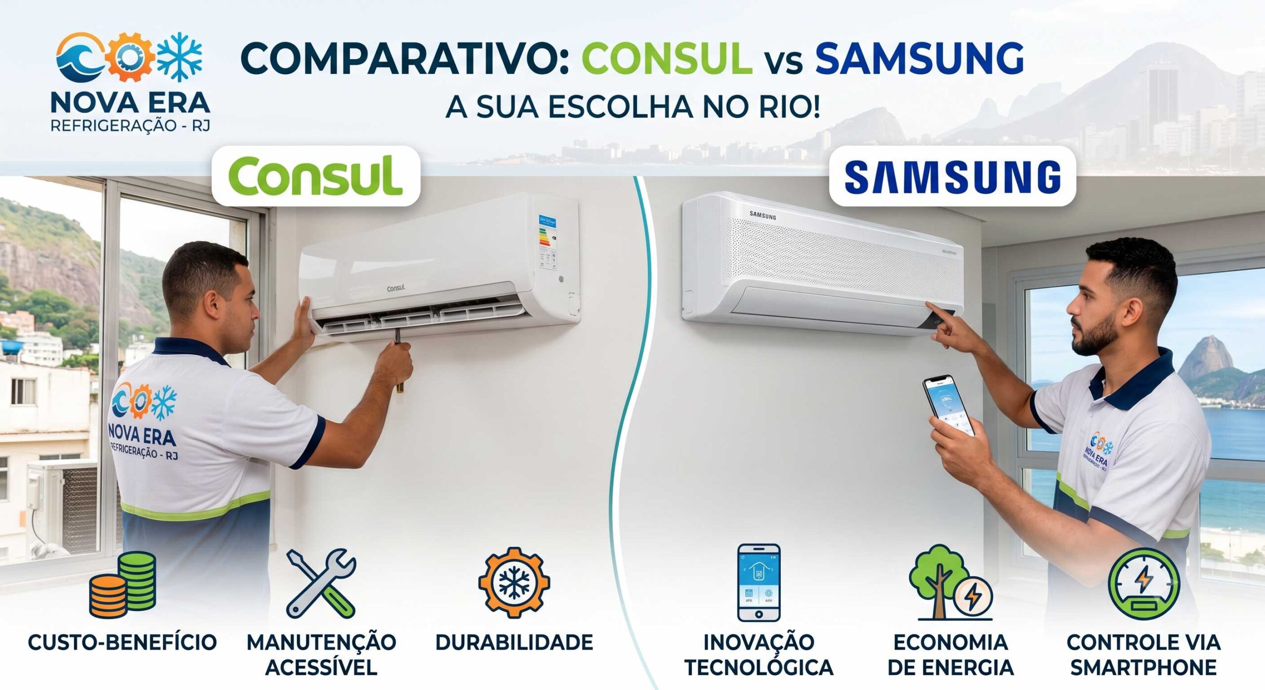 No Calor do Rio de Janeiro, o melhor ar é Consul ou Samsung? 1 ar condicionado rio de janeiro comparativo entre as marcas consul e samsung